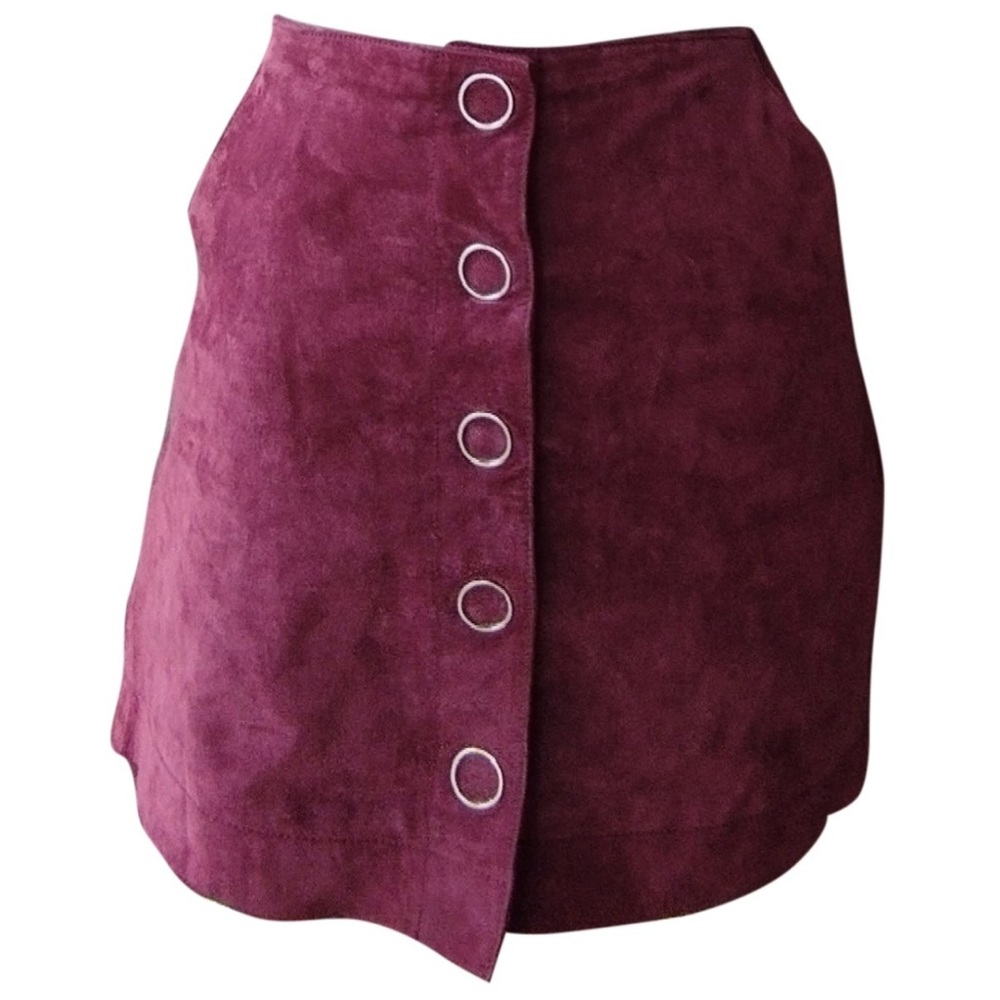 GORGEOUS genuine leather suede MANGO skirt in burgundy
